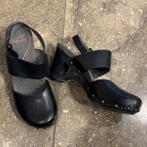 Dansko Black Leather Sandals, 37